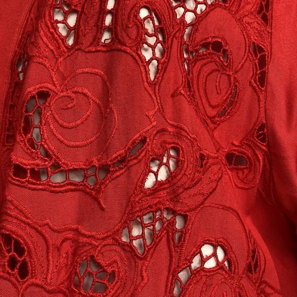 Vintage Cache Y2K Red Eyelet Long Duster Cardigan Est, Size M/L Statement‎ Glam - Picture 8 of 11